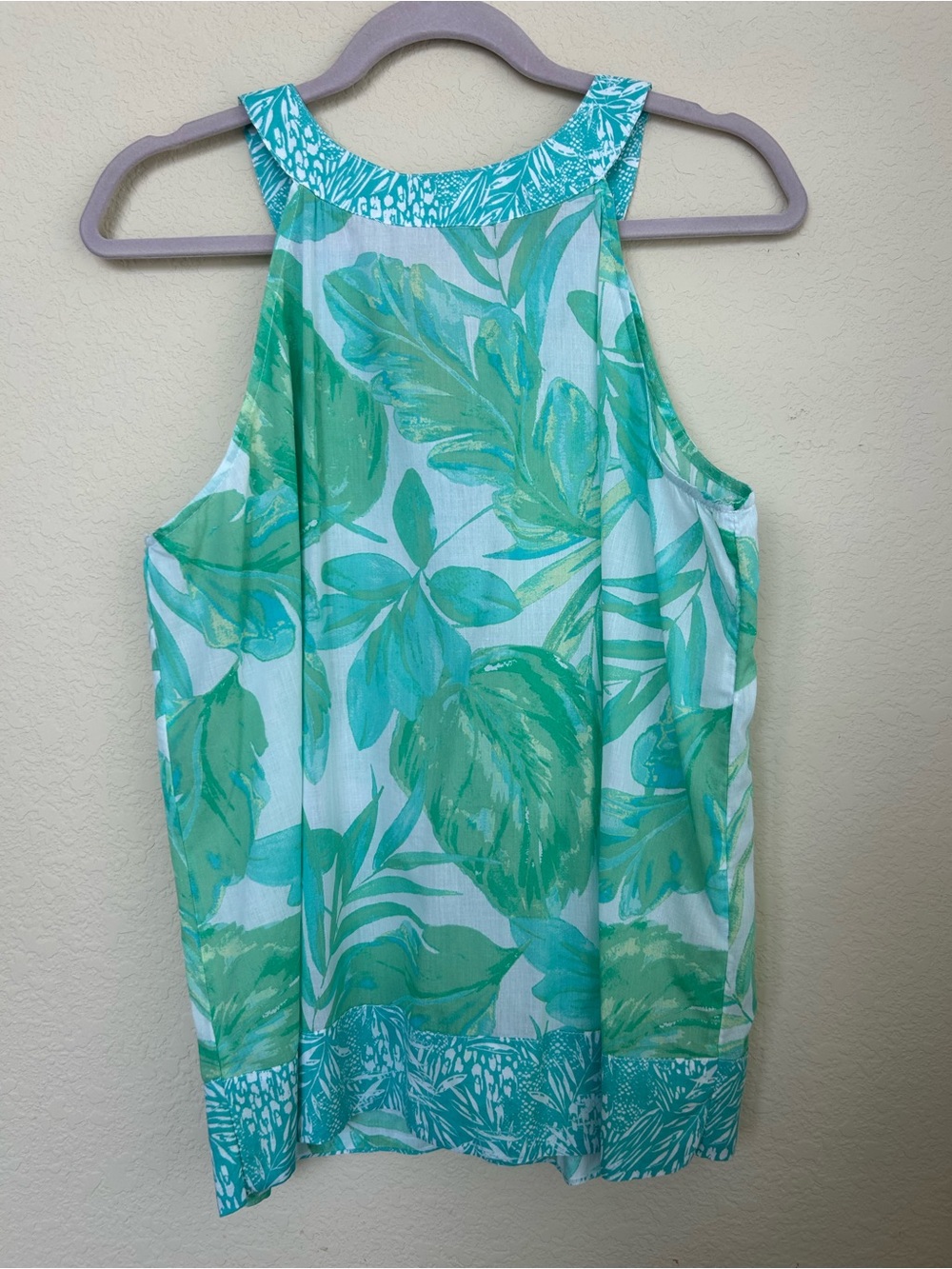 CHRISTIAN SIRIANO Cotton Tropical Top Sleeveless Hawaiian Halter Tunic Top M/L - Picture 4 of 7